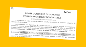 Qu’est-ce que la lettre 44 liée à une perte du permis de conduire